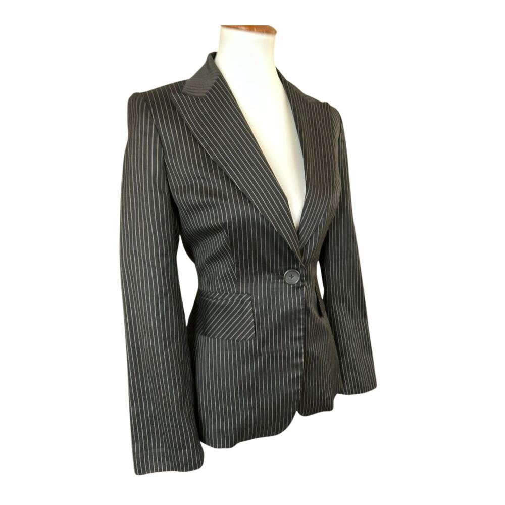 Banana Republic Black Pinstripe Blazer – Cotton Silk Blend, Size 6